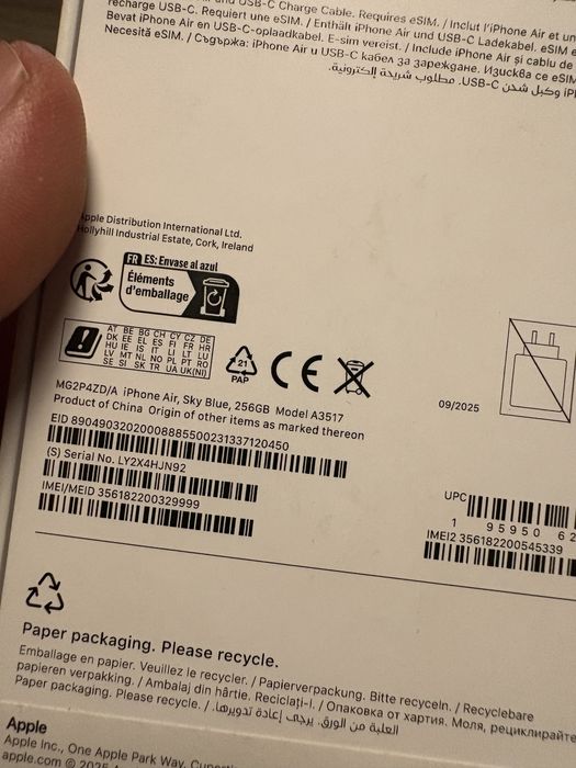 Iphone Air Sky Blue 256gb НОВ НОВ