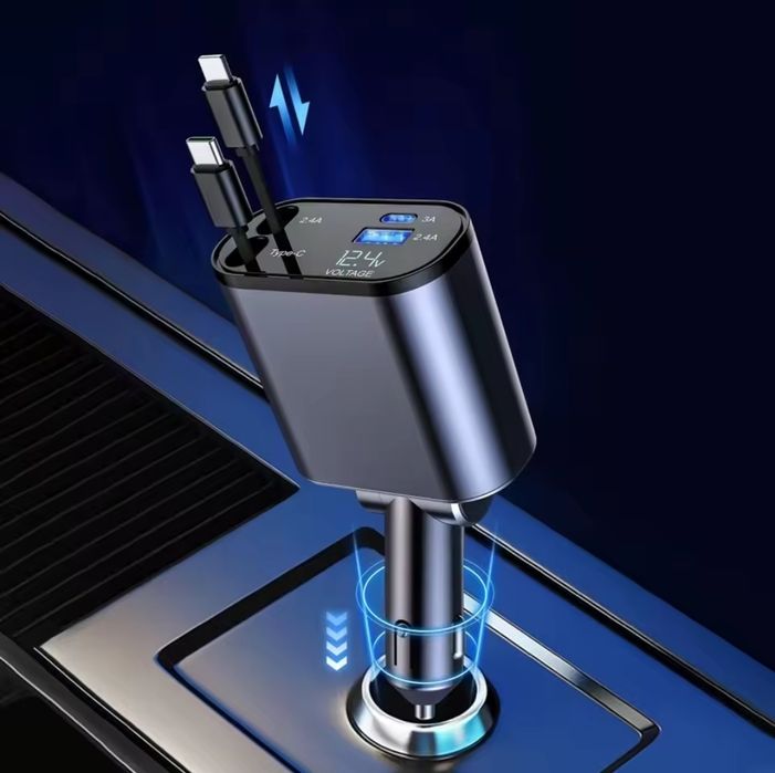 Incarcator auto 4 în 1 retractabil 120W