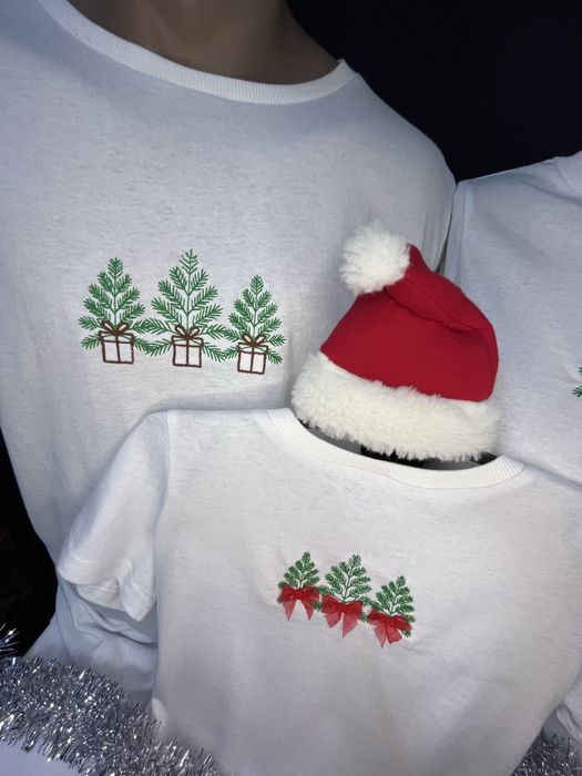 Коледни тениски с елхички и 3D панделки