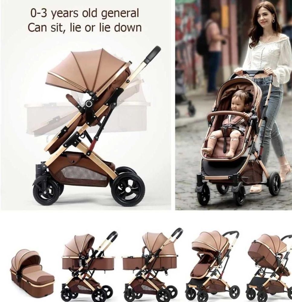 Carucior 2 in 1 Carut copii pliabil cu suspensii landou 0-36 luni