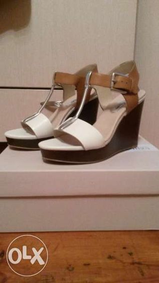 Сандали Clarks Orleans White&Brown Wedge Leather Sandals