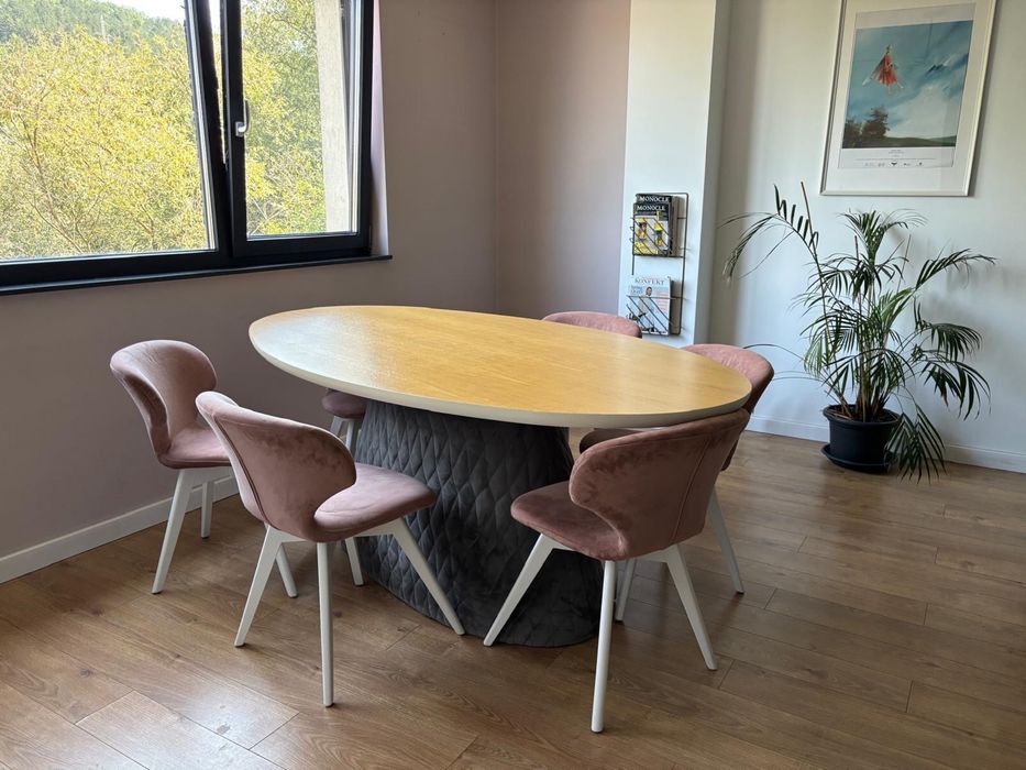 Set masă ovală modernă + 6 scaune
