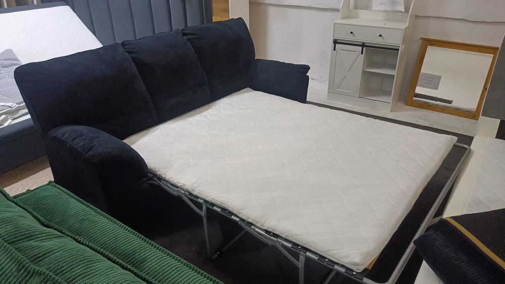 Vand canapea extensibila material plusat raiat negru