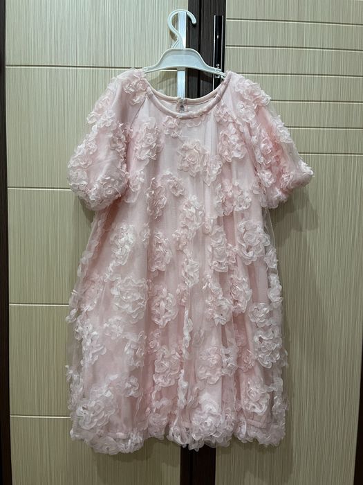 Платье нарядное для девочки 7-8 лет. Розовое, подъюбник х/б