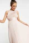 Rochie roz pal maxi, plisata cu cordon de satin, marimea S