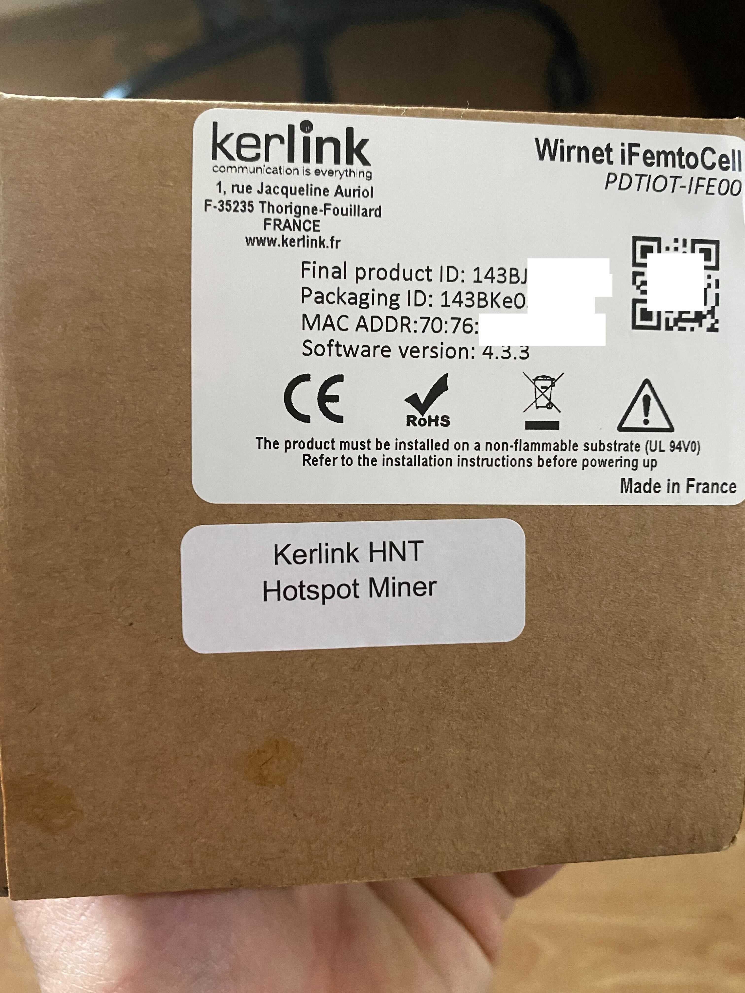 Нов HNT HotSpot Miner Kerlink Неизползвана Копачка за Хелиум Керлинк