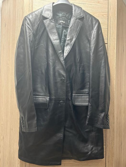 Кожанный плащ сюртук пиджак тренч