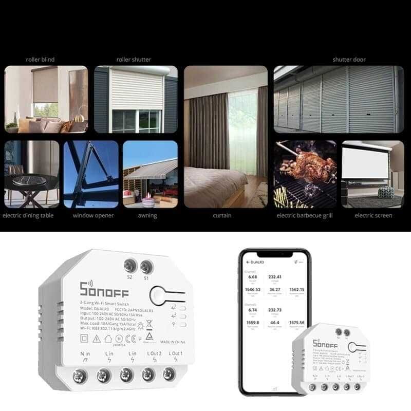 SONOFF DUALR3 – Двуканален WiFi превключвател с измервателен уред 15А