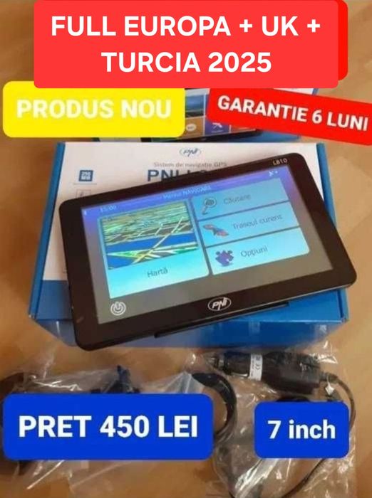 Gps 7/9 inch camion/autoturism/autocar 2025 Full Europa+UK+Turc Garant