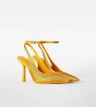 Pantofi Stiletto Sandale Bershka 38 Corai Portocalii Strasuri