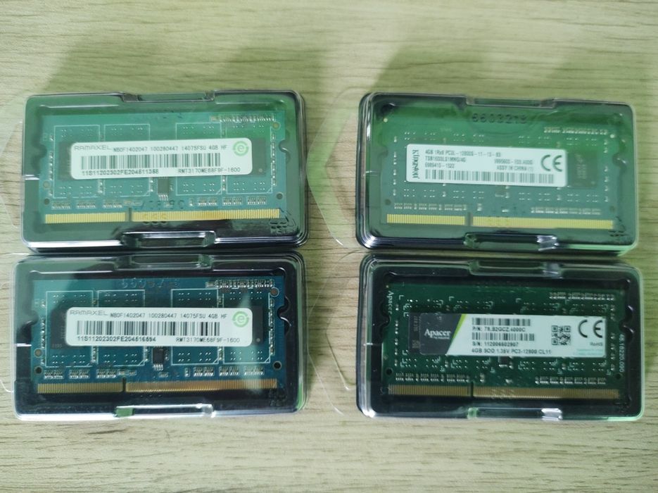4 броя рам памет за лаптоп 4GB 1RX8 PC3L-12800S-11-13-B3