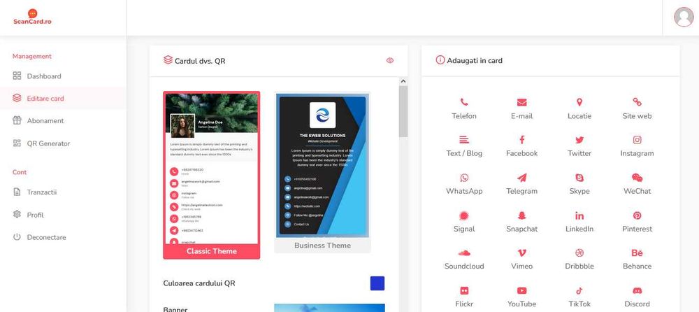 Afacere online la cheie - platforma carti vizita digitale cu cod QR