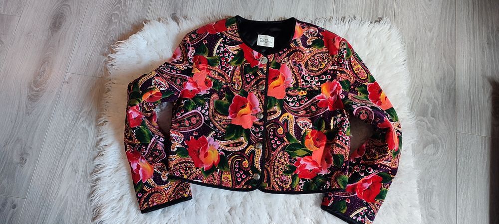 Geacă bomber vintage din catifea/bumbac Betty Barclay, anii 80, nouă