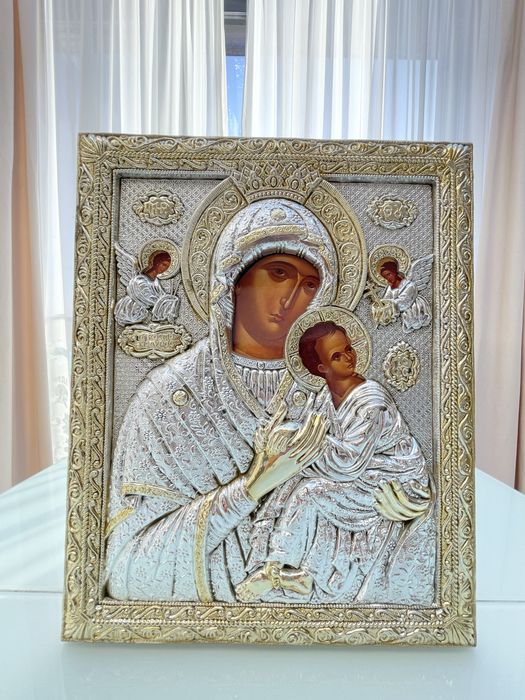 Icoană bizantină Grecia, argintată, lucrată manual, calitate premium