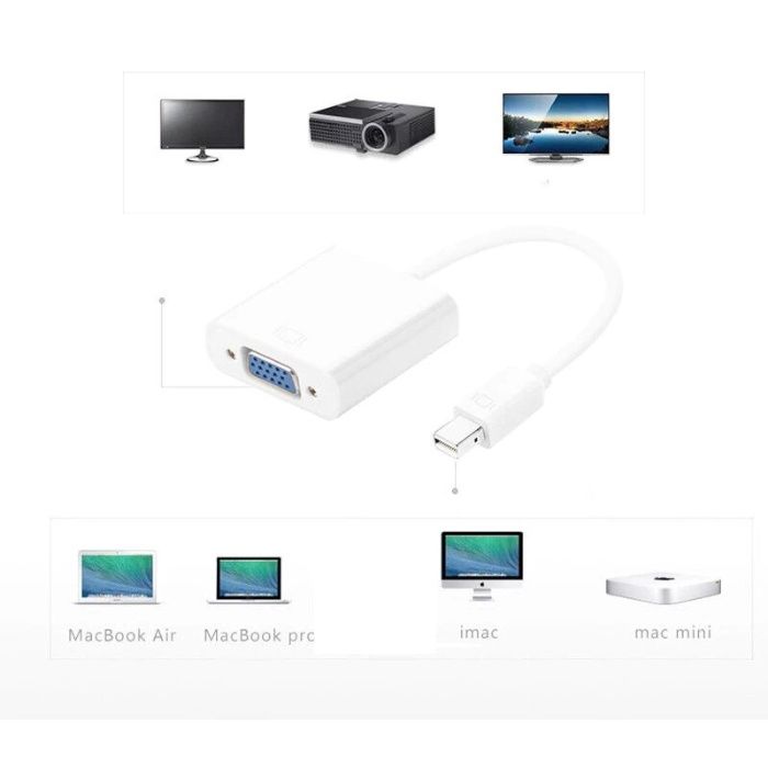 Преходник Mini DisplayPort (mini DP) към VGA + Гаранция