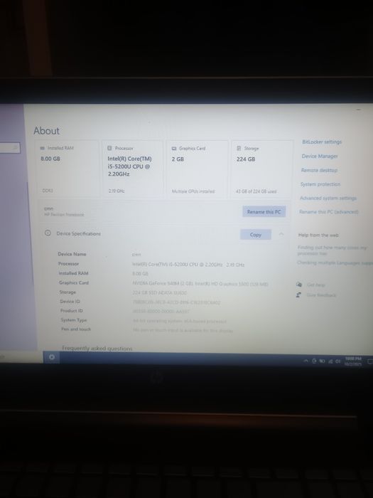 Vand laptop hp I5