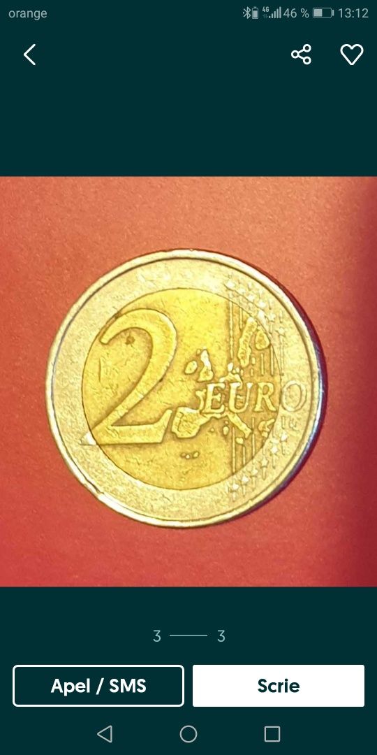 Moneda veche pentru colecționari 2 euro 2002 Grecia.