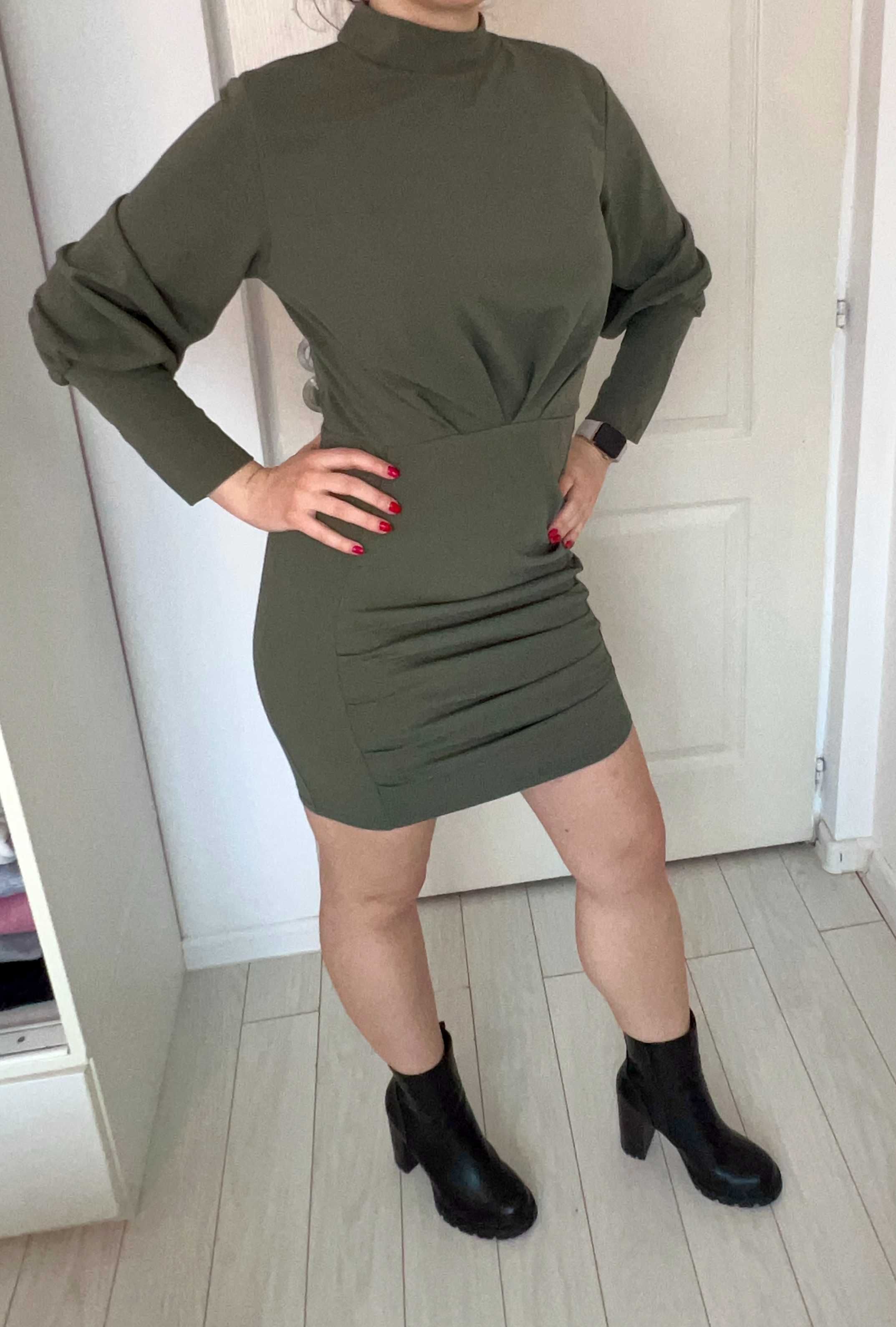 Rochie office noua khaki