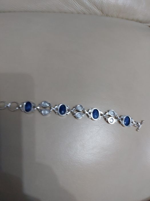 Vând brățară superba cu safire, perle si argint 925