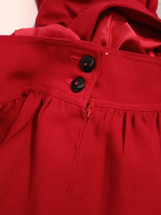 Fusta midi roșie vintage eleganta mărimea S sezon rece dama 36