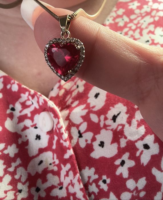 Кулон рубин с бриллиантоми 585 пробы