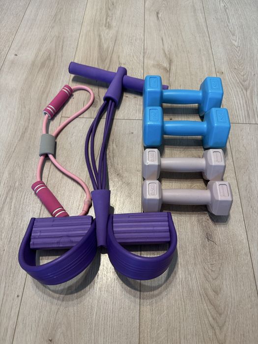 Set fitness copii, gantere, corzi elastice