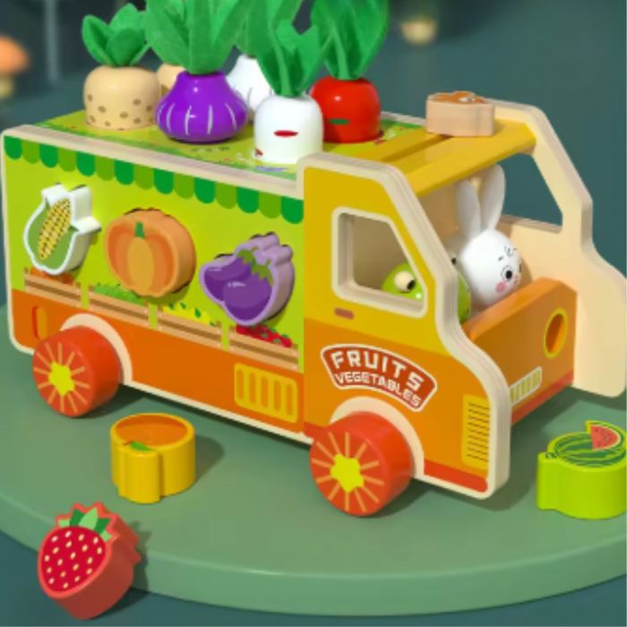 Дървен монтесори сортер,камионче