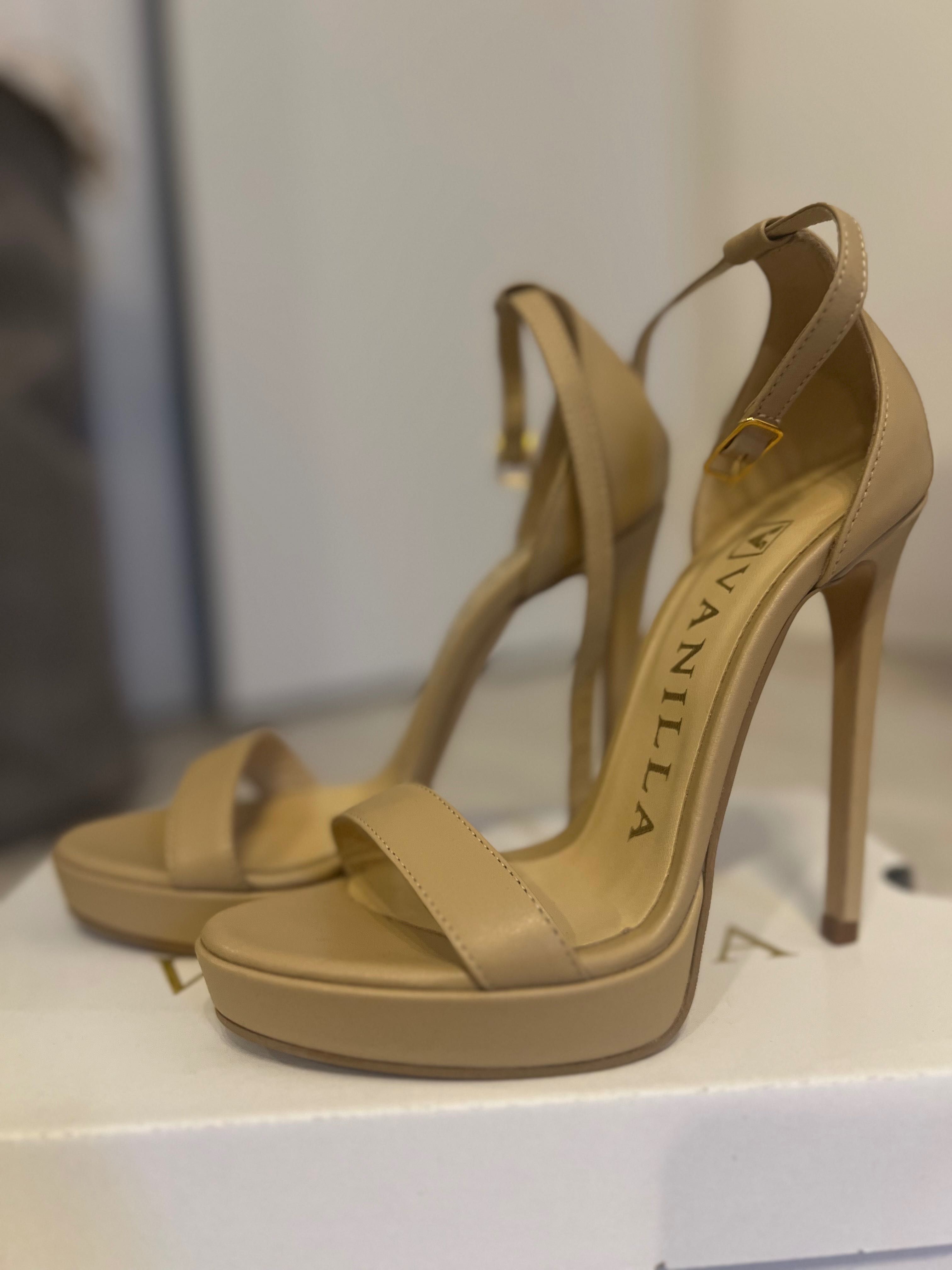 Sandale cu toc nude Vanilla