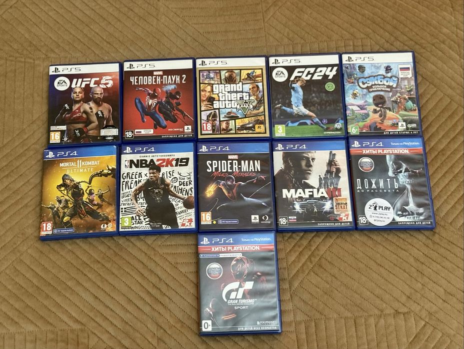 Игры на дисках на Playstation 5 ps 4 пс Mk11 Ufc5 Человек паук 2 Fc24