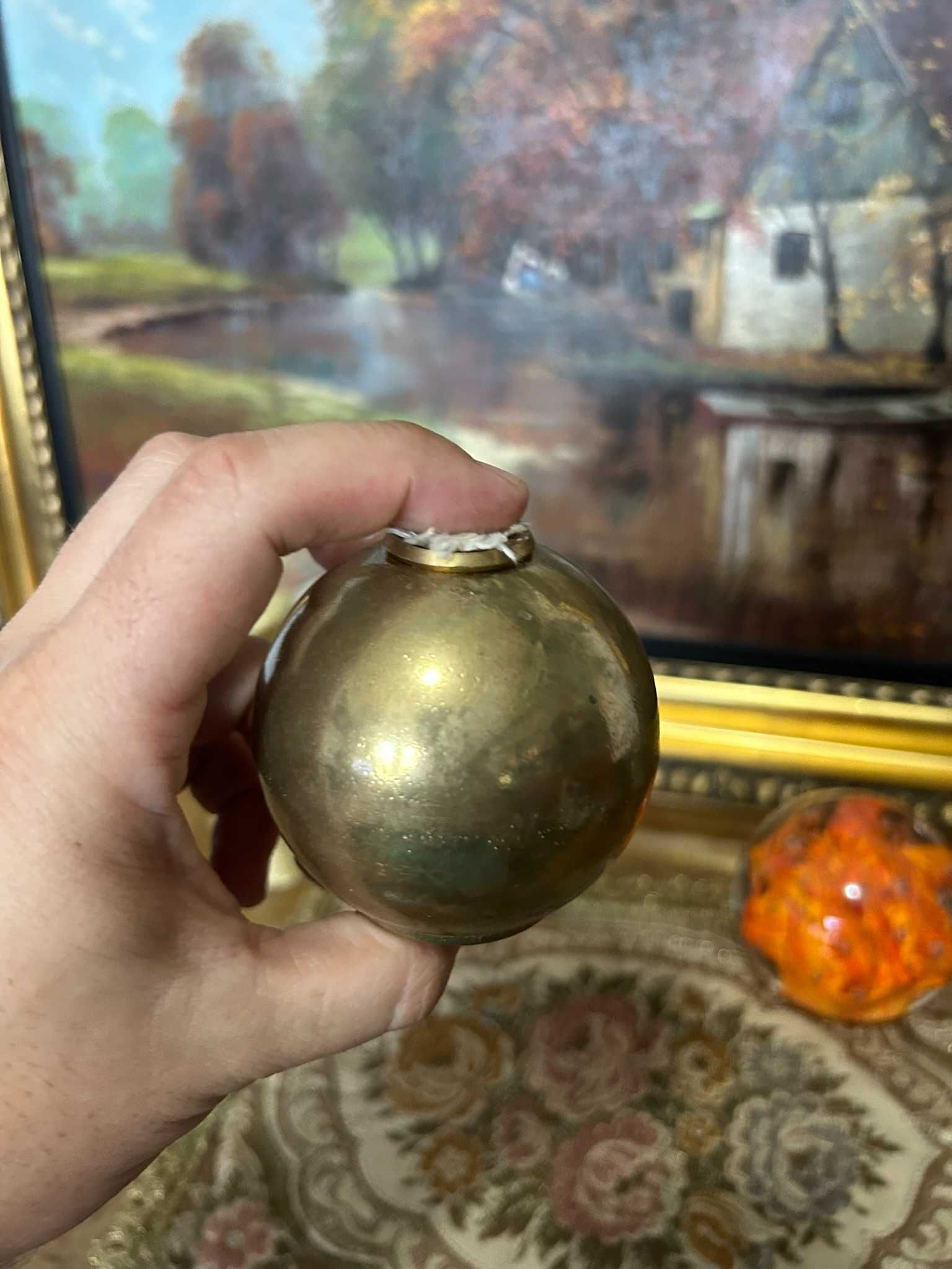 DN904 Sfera bronz masiv cu fitil pentru ulei lampant 253g 6,5d