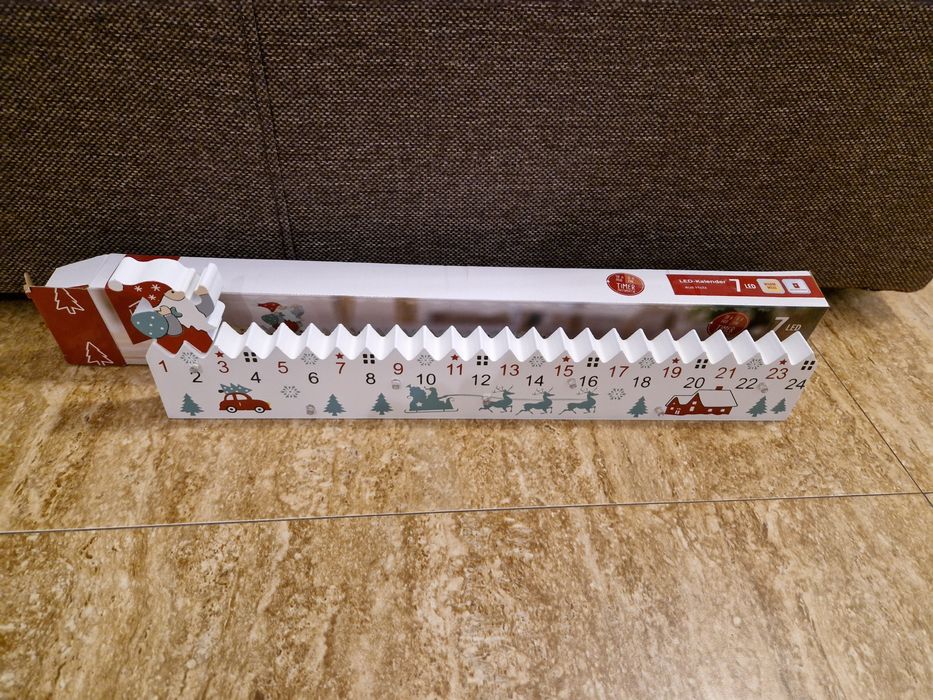 Calendar Advent din lemn cu led - decorațiune Crăciun