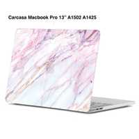 Protectie carcasa Macbook Pro A1425 A1502 A1990 A1707 alb roz marmura