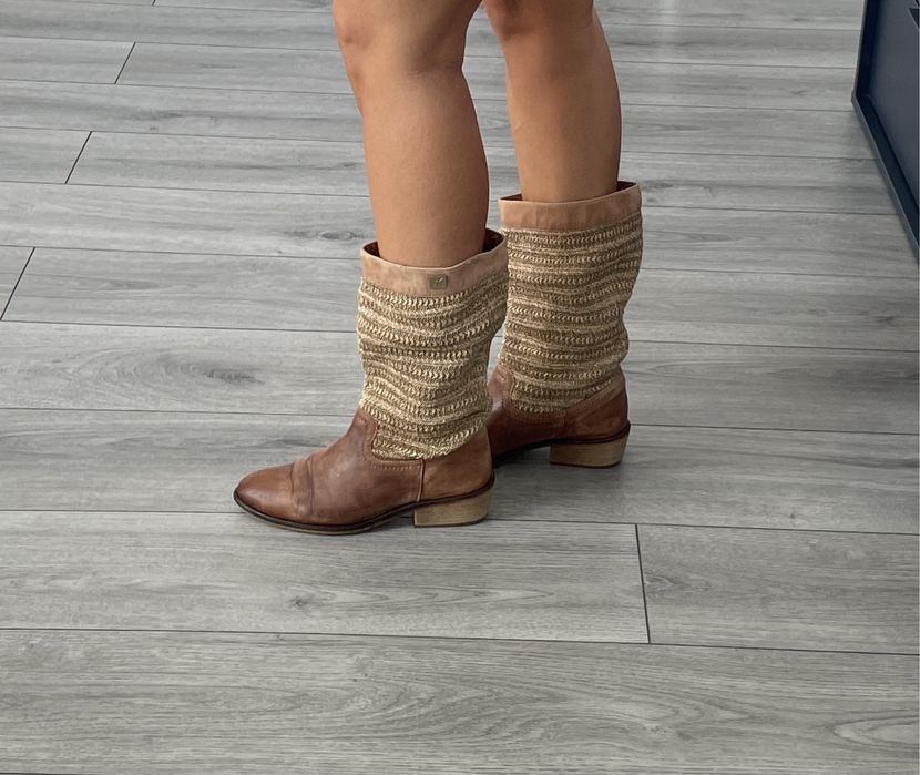 Vand cizme piele combinat cu in