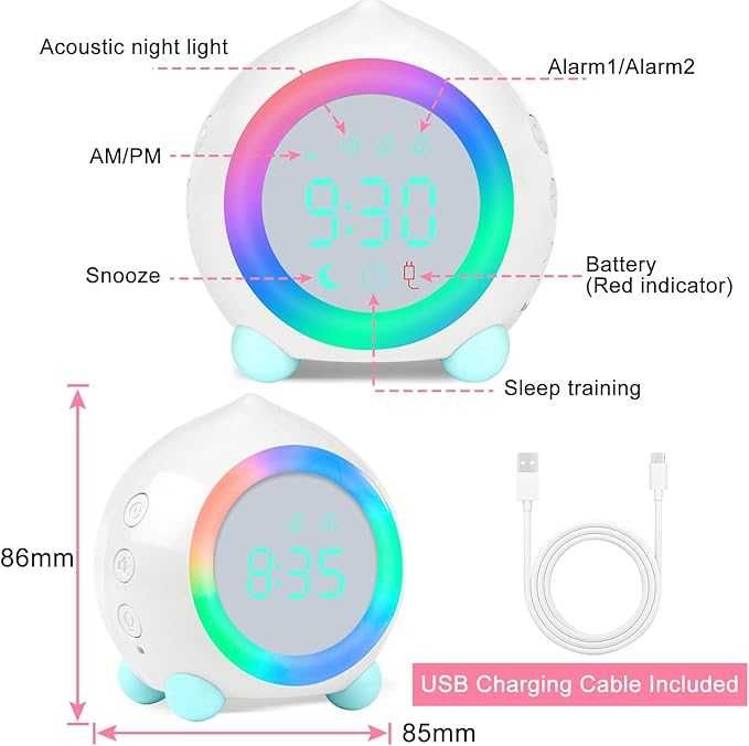 Смарт будилник 2000mAh, RGB LED светлина с функция за обучение на сън