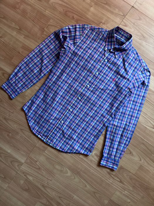 T-Shirt cămașă mânecă lungă carouri Ralph Lauren slim fit bumbac