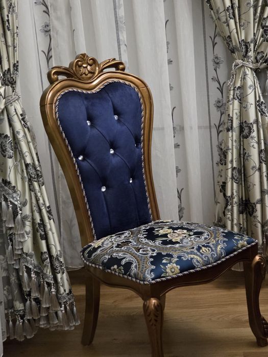 Set Masă + 14 Scaune Dining – Stil Clasic Baroc, Lemn Masiv,