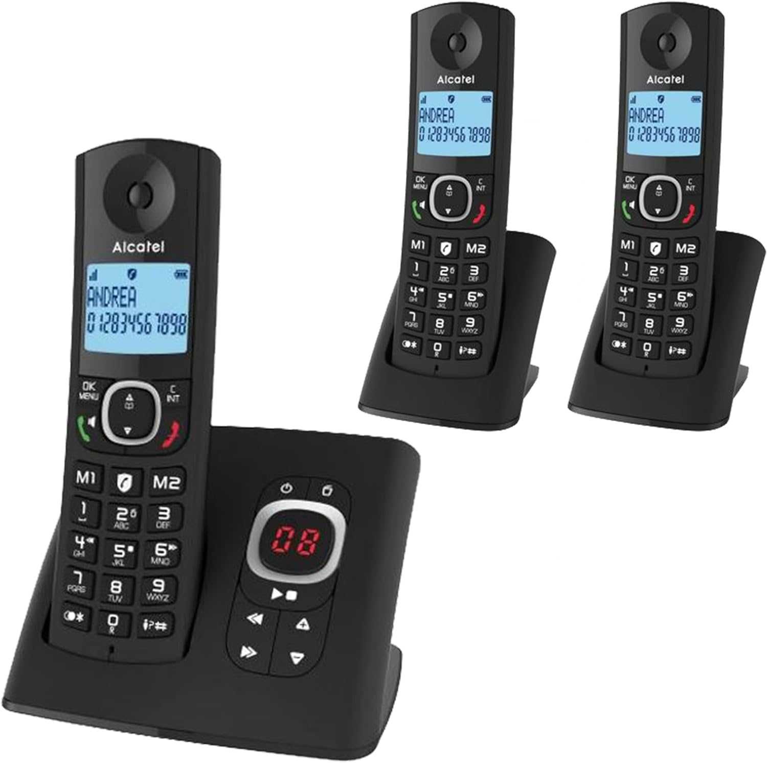 Alcatel F530 Voice Trio, безжичен телефон - секретар и 3 слушалки