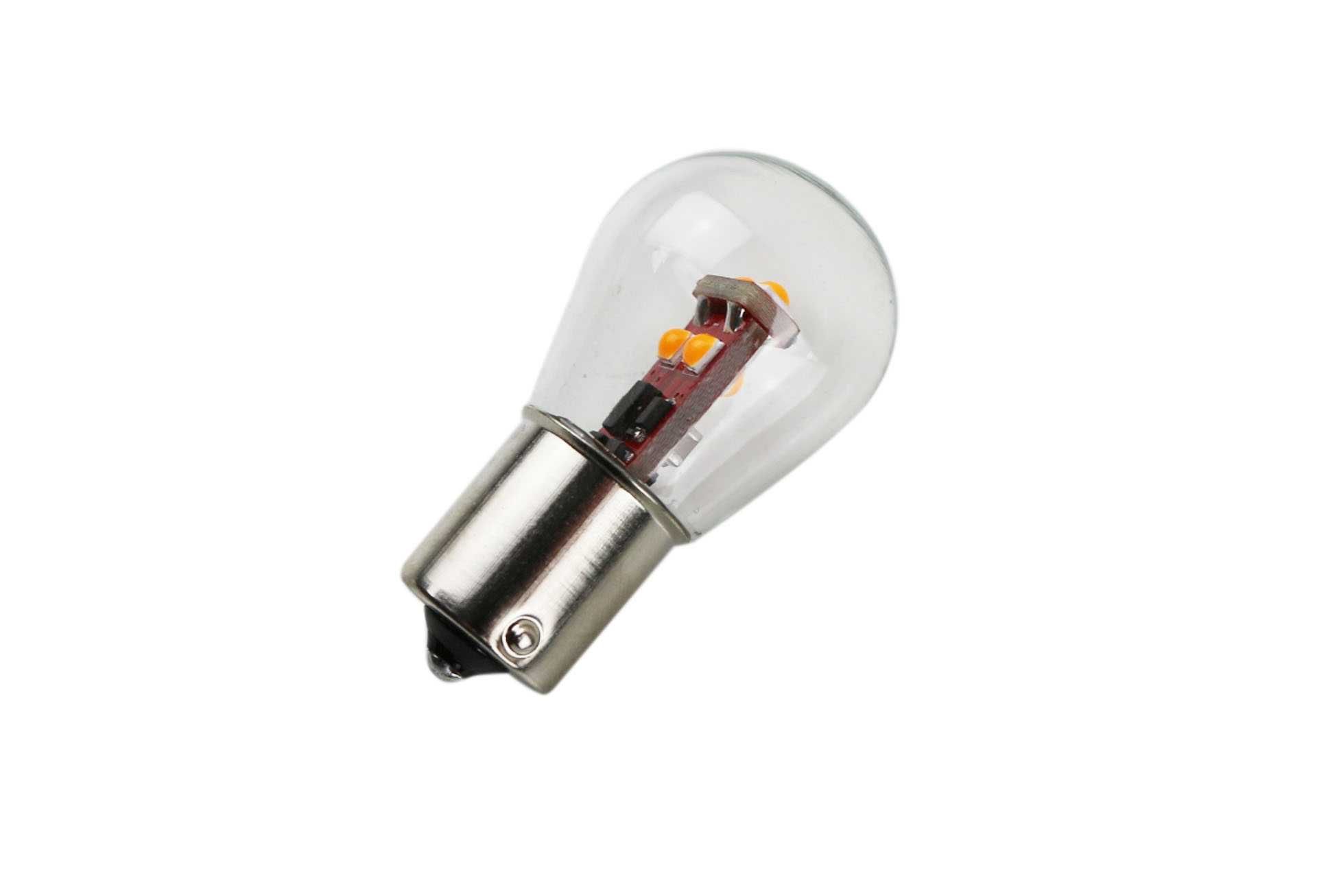 LED оранжева диодна крушка за мигач 21W BA15S S35