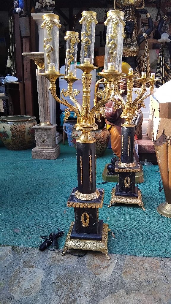 Уникални мраморни красиви старинни свещници!
