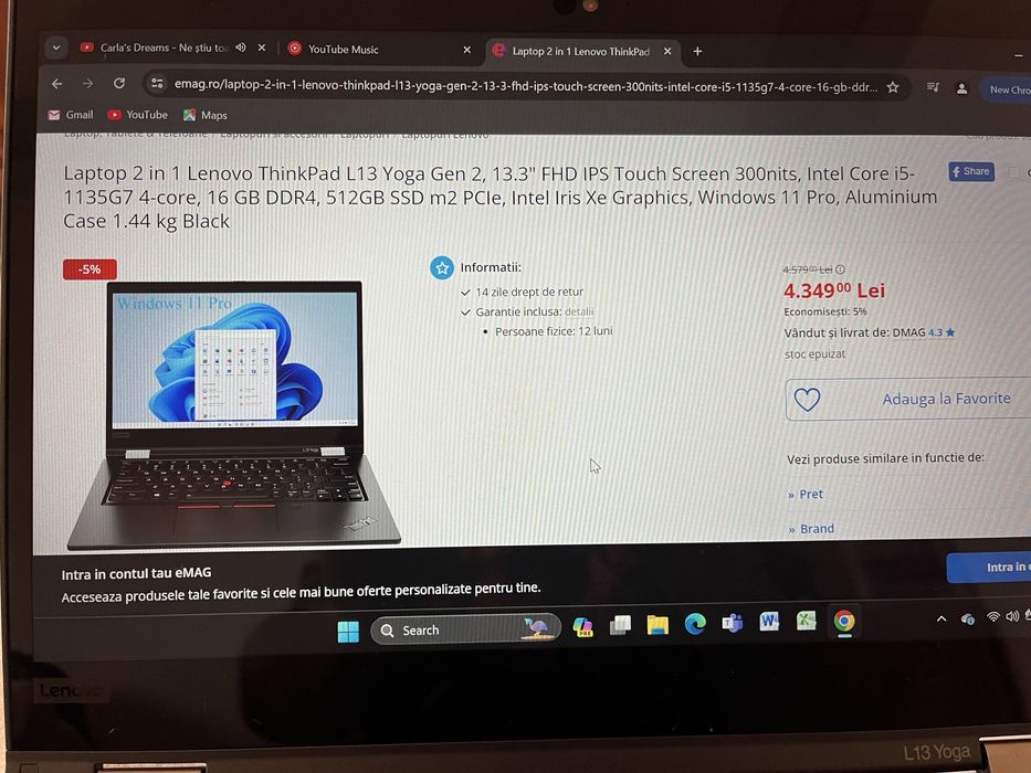 Laptop-tabletă 2 în 1 LENOVO ThinkPad L13 YOGA GEN 2