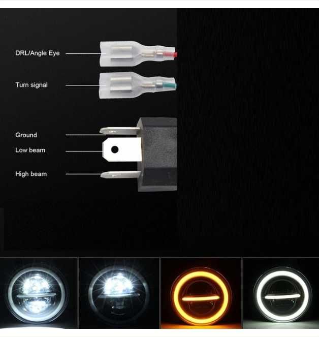 LED фар лампа халоген 12V-24V, 7500lm, 7 инча, 18см