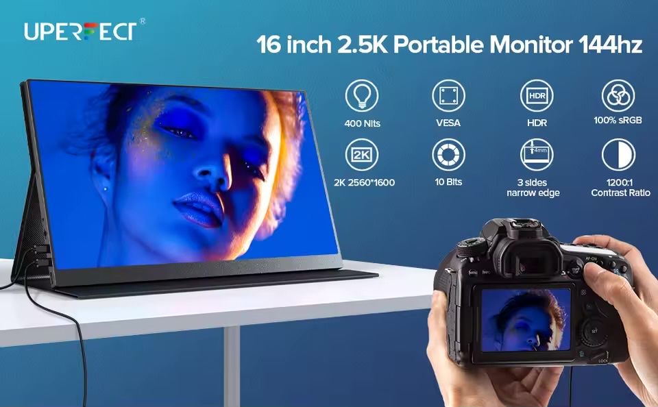 Monitor portabil pentru gaming UPERFECT Monitor 2K 144Hz 16 “