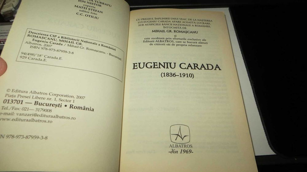 Eugeniu Carada carte reeditata in 2007 de Editura Albatros
