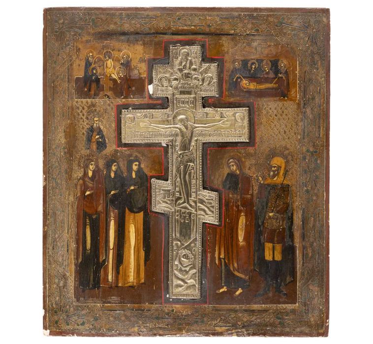 Icoană pe lemn „Iisus pe cruce”, școală rusească, sfârșitul sec. XIX