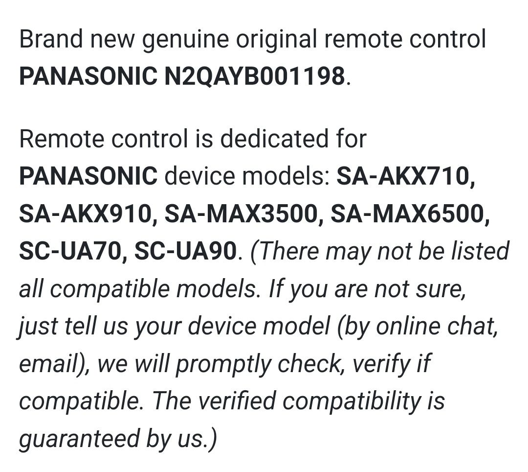 Telecomandă Panasonic Audio Sistem -  ptr. modelele noi.