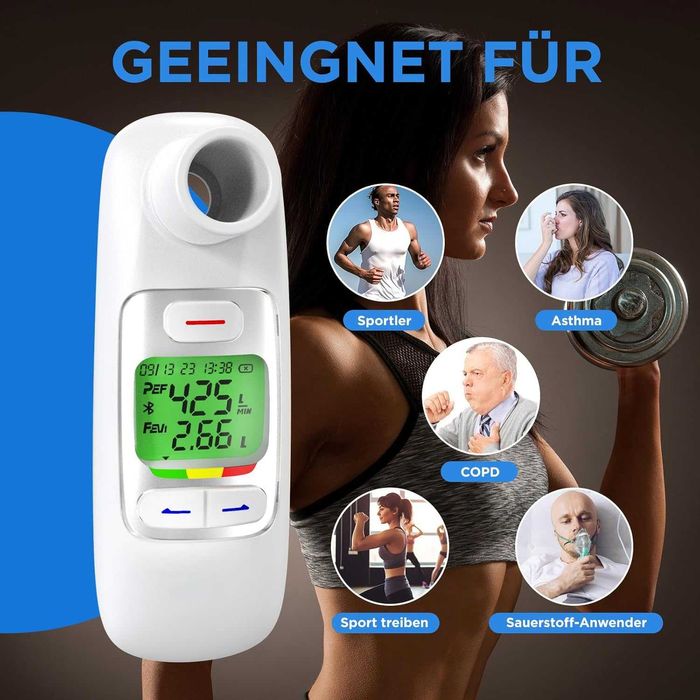 Peak Flow Meter 2.0 Bluetooth pentru monitorizare respiratorie