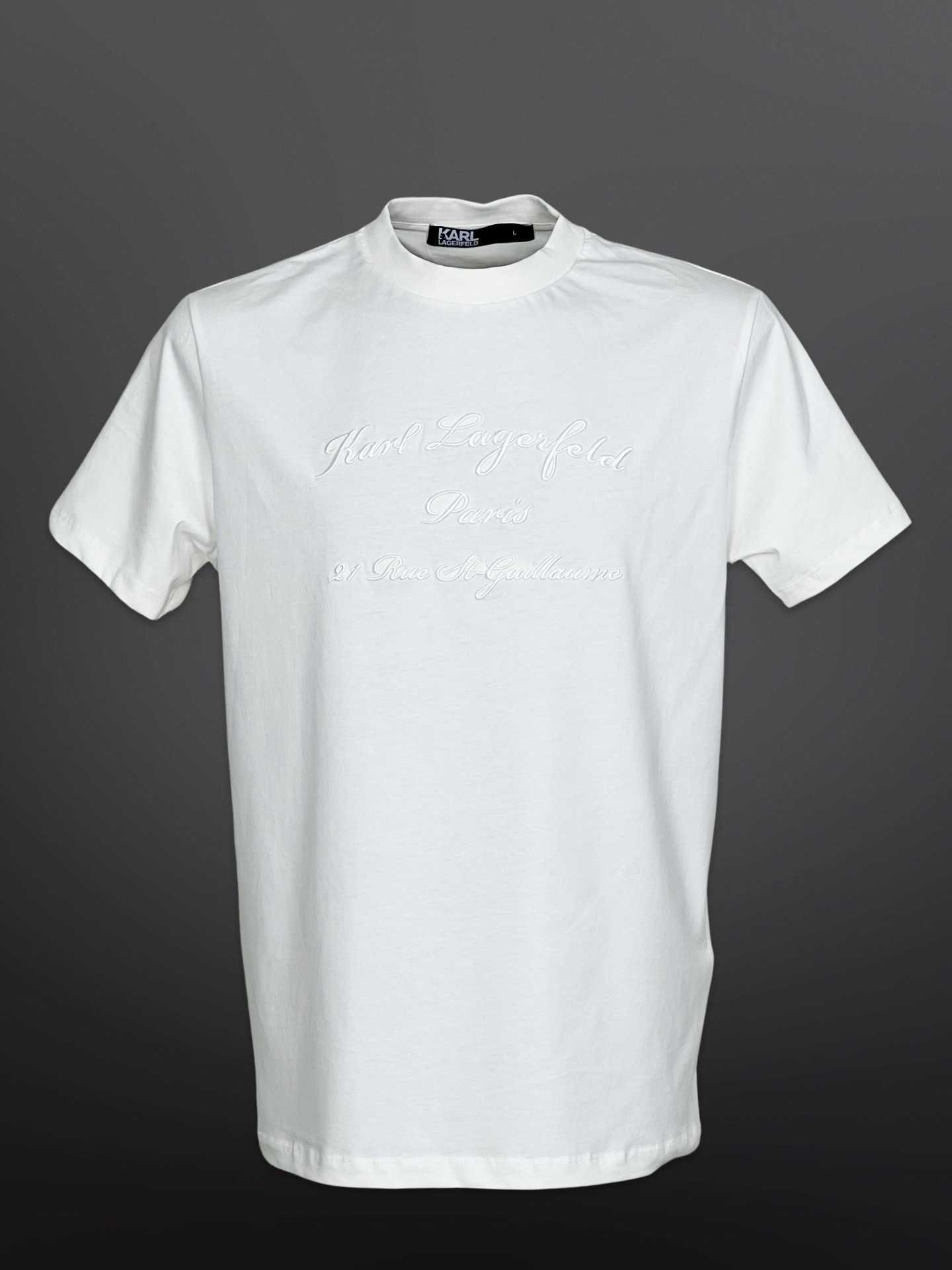 Автентична Karl Lagerfeld Бежова Тениска Бяла 3Д БРОДЕРИЯ - S M L