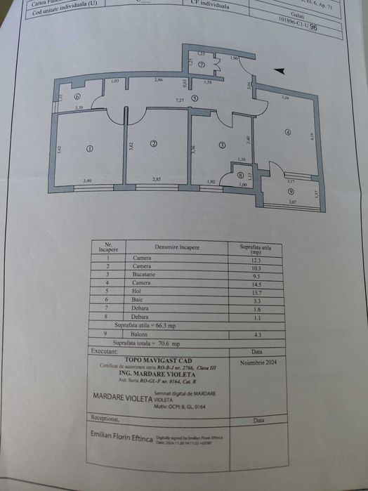 Apartament 3 camere, decomandat, 6/10, 70 mp, Micro 20, Galati