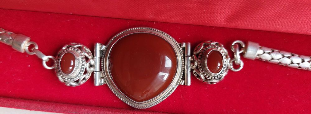 Браслет серебро 925 проба, камень сердолик
