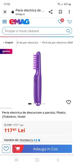 Perie electrică de descurcare a parului Remington